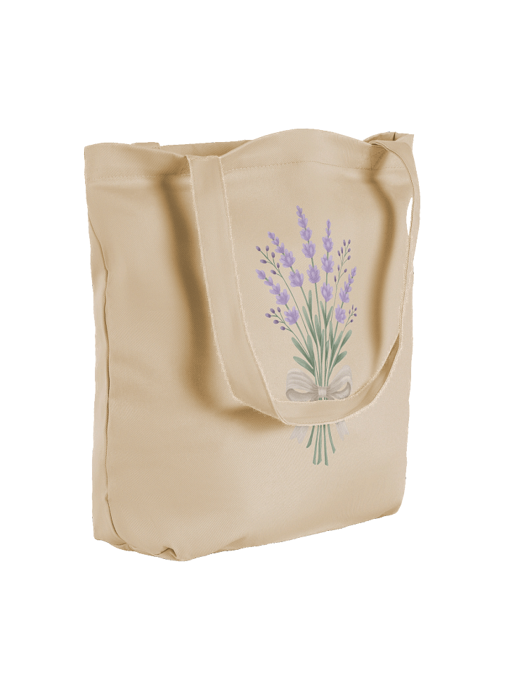 Eco-Friendly tote bag bouquet of peace. Hand illustrated lavender. product image (1)