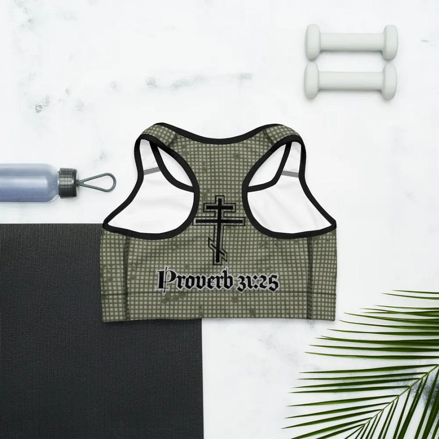 Faithful Camo: Proverb 3:25 Sports Bra - Desert Night Camo product image (8)