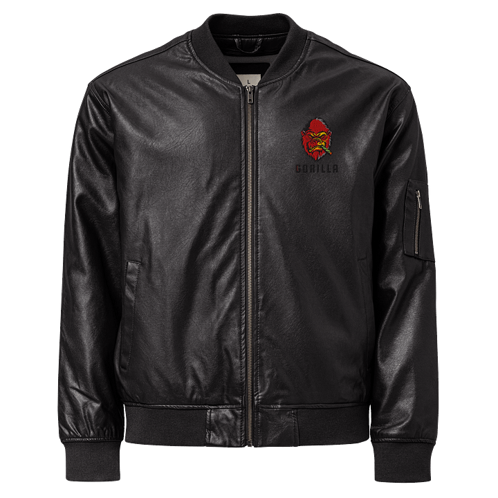 Gorilla King Faux Leather Bomber Jacket product image (1)