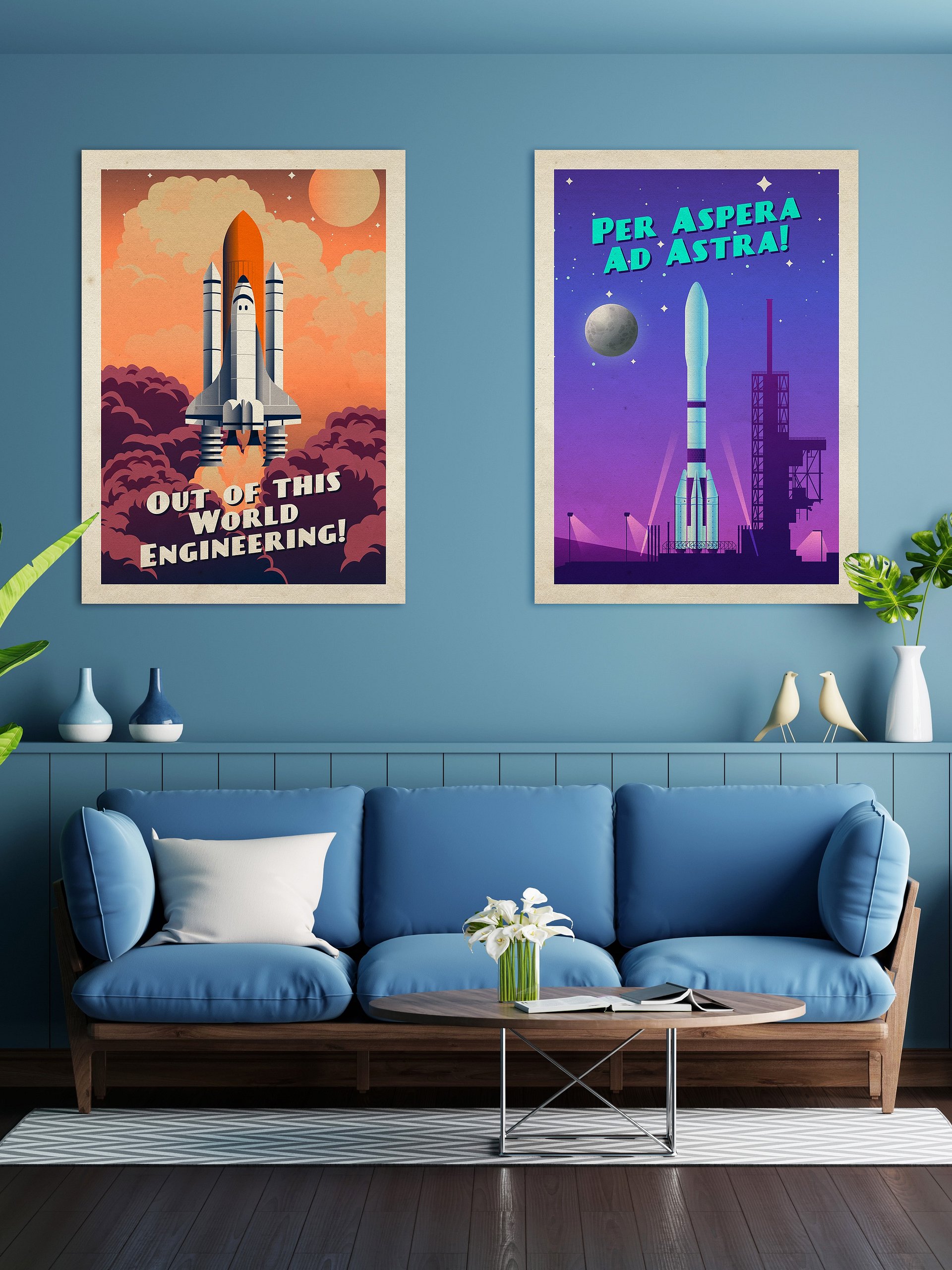 Out of this world Engineering!, NASA Space Shuttle — Vintage space poster, retro space art, propaganda poster, retrofuturism art, retro sci-fi print product image (2)