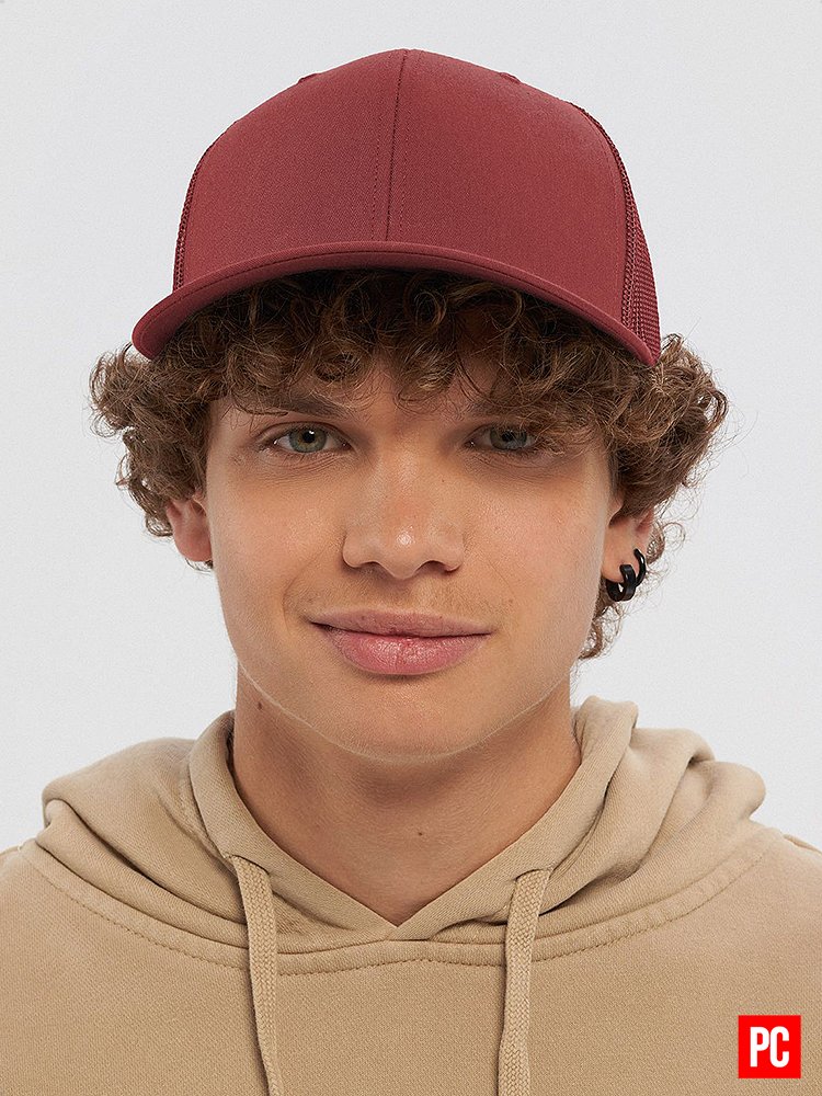 Plain Color Cardinal Snapback Mesh Trucker Hat product image (1)