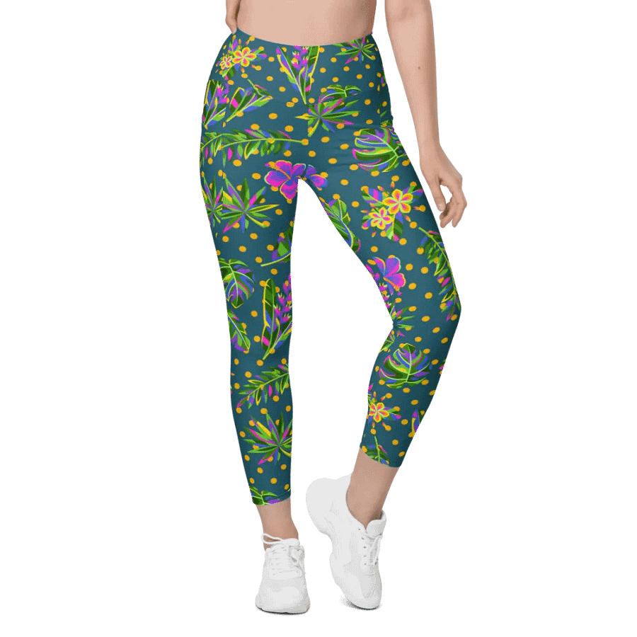 Green All-Over Print Leggings with Pockets product image (1)