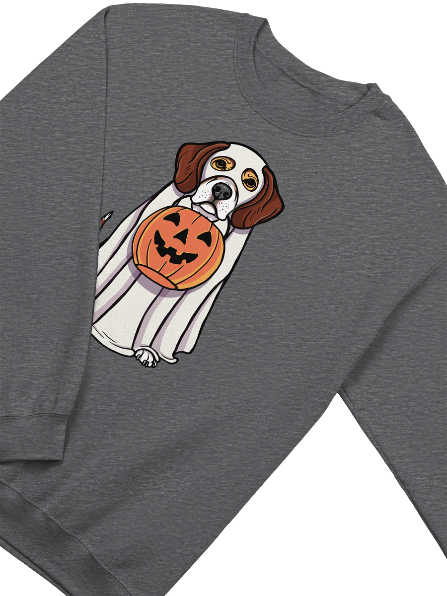 Funny Halloween Beagle(Red Tricolor) Sweatshirt | Funny Beagle Wearing a Ghost Costume and Holding a Pumpkin Basket product image (8)