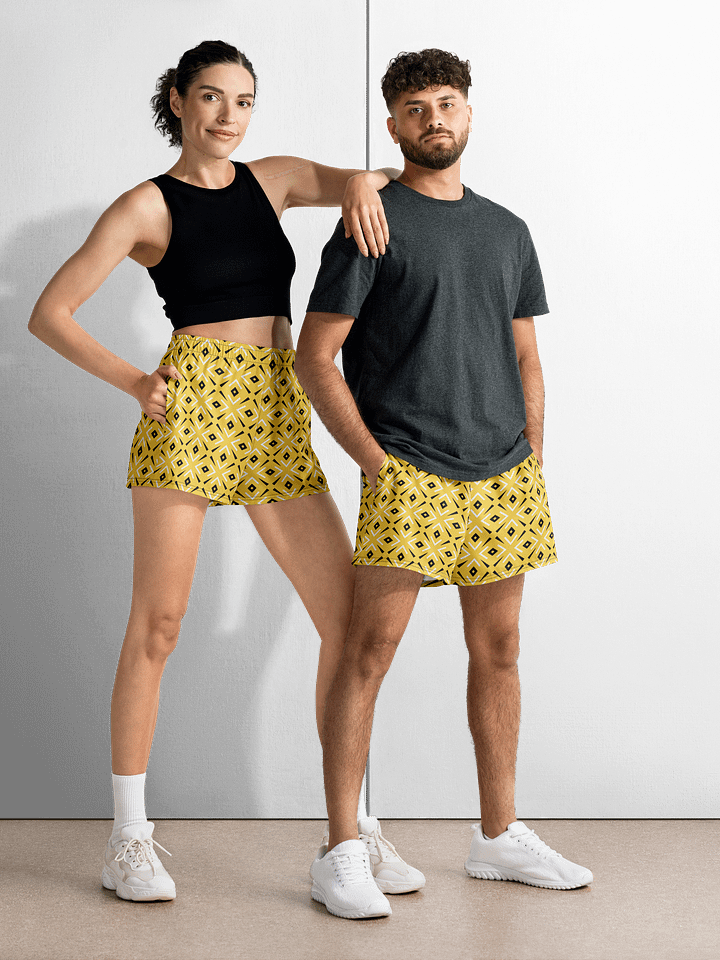 Lemon Lattice Geometric Print Athletic Shorts product image (1)