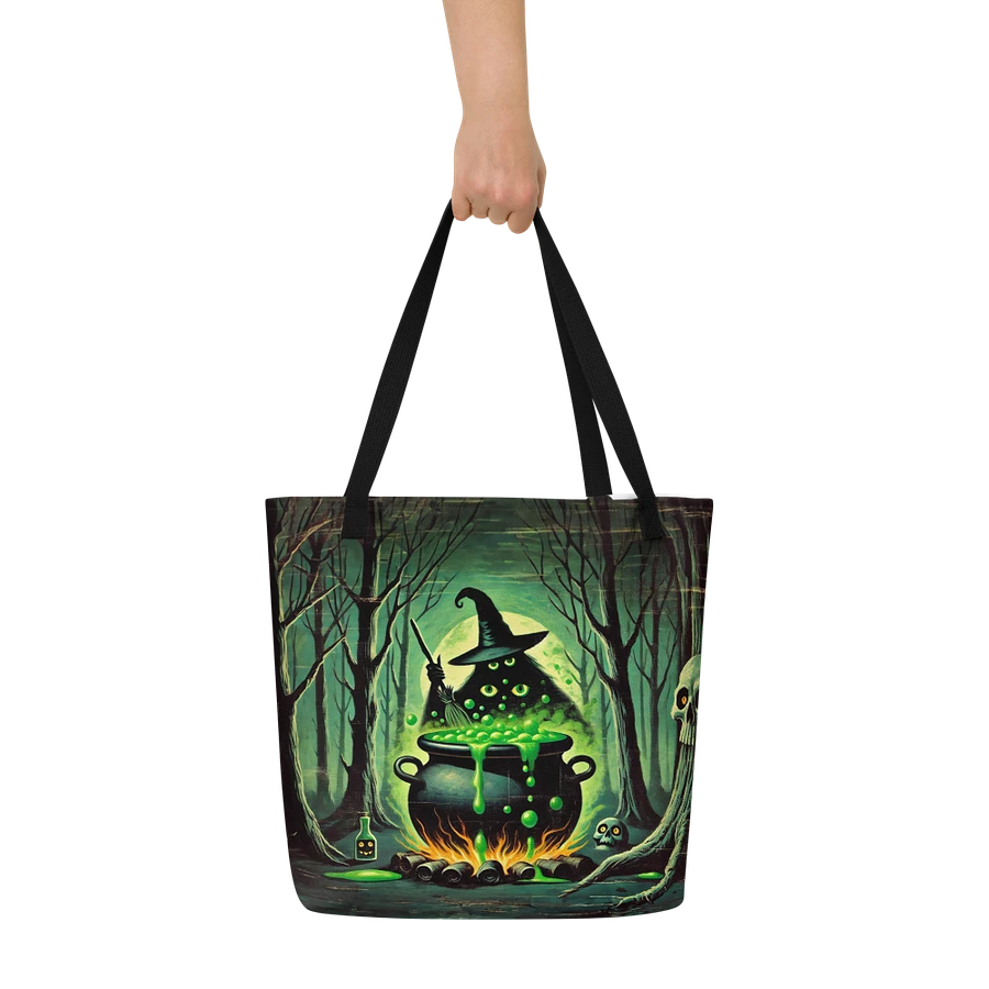 Cauldron Monster Large Halloween Tote Bag (Distressed Look) product image (6)