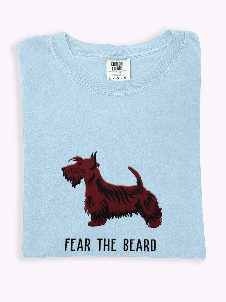 Fear the Beard T-Shirt(Embroidered) of a Scottish Terrier(Brown) product image (1)