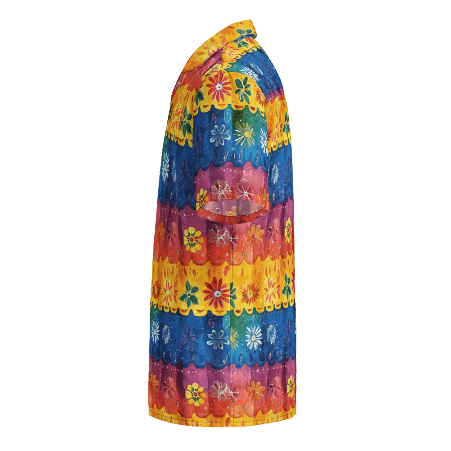 Scalloped Stripe Floral Pattern-Seamless Papel Picado Hawaiian Shirt product image (3)