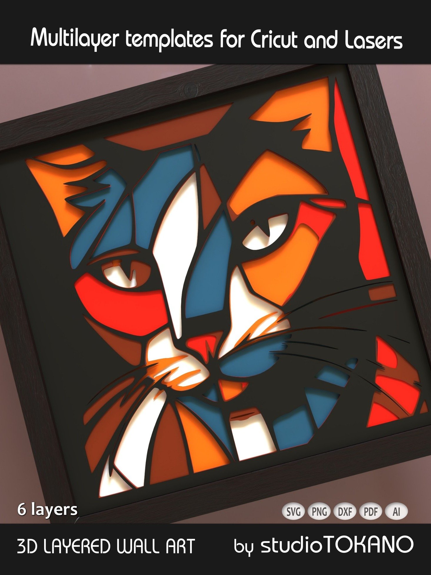 Picasso Cat 3D Mandala Template product image (4)