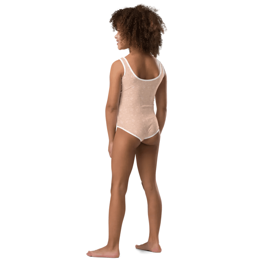 Cherry Blossoms on Cream Kids One-Piece Swimsuit product image (4)