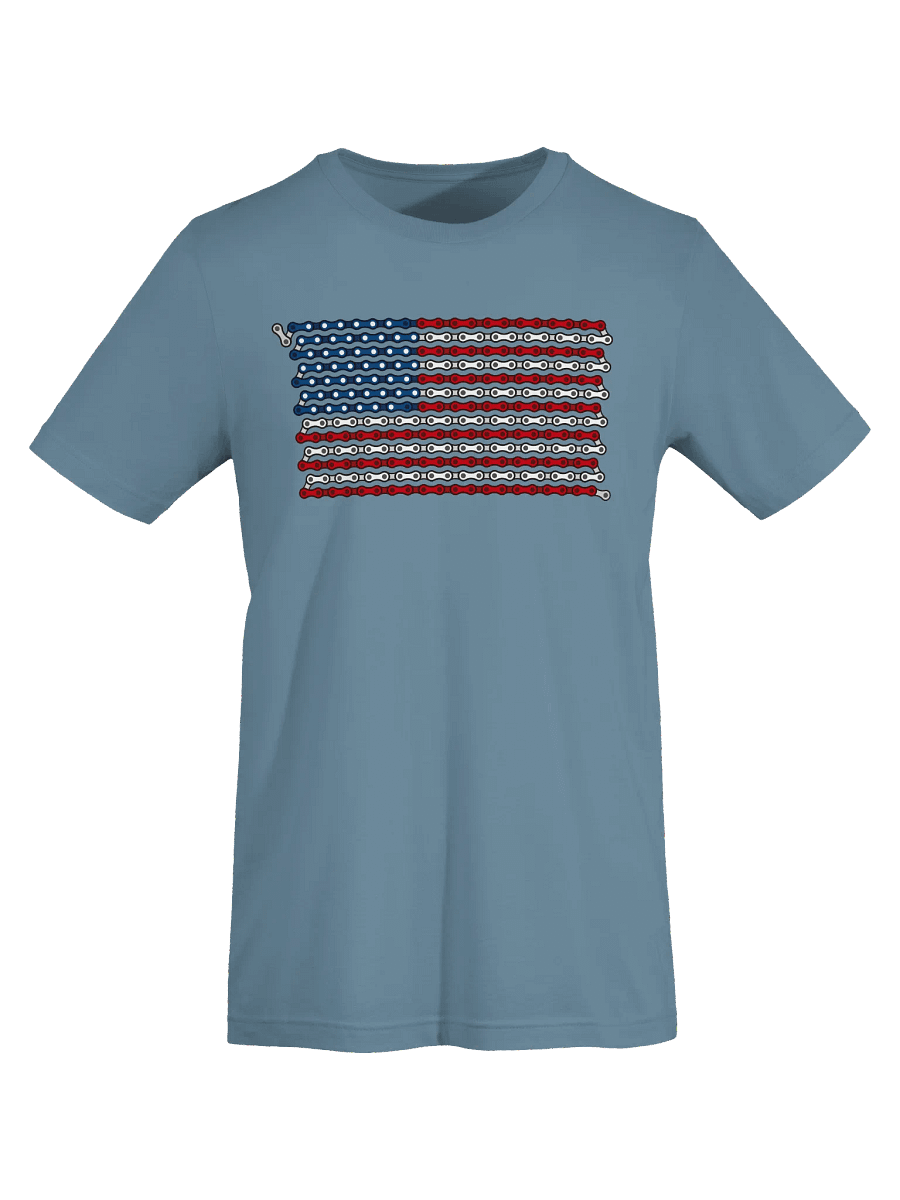 USA 50 States Bike Chain Flag on Dark Color Supersoft Tee product image (3)