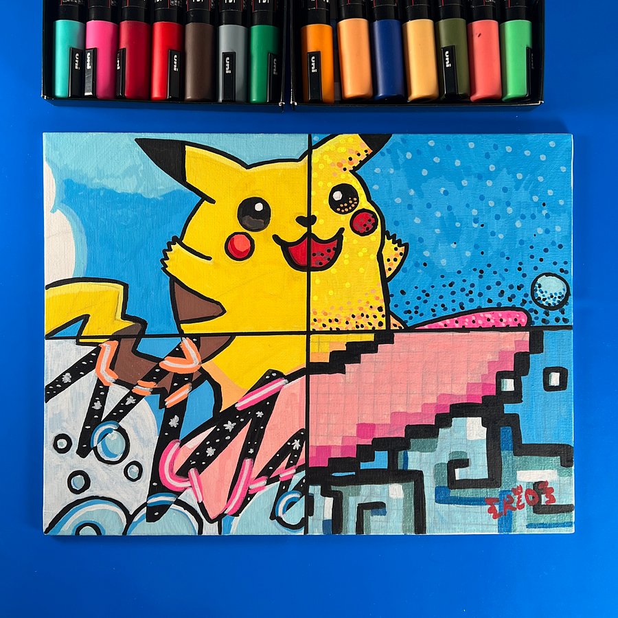 Surfing Pikachu in 4 Different Art Styles product image (1)