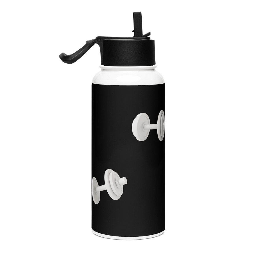Black Glossy Grip Stainless Steel White Dumbbell Water Bottle product image (4)