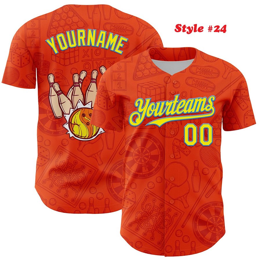 Authentic Baseball Jersey, Custom Baseball Jersey, Personalized Sport Jersey, Colorful, Number, Bowling product image (236)