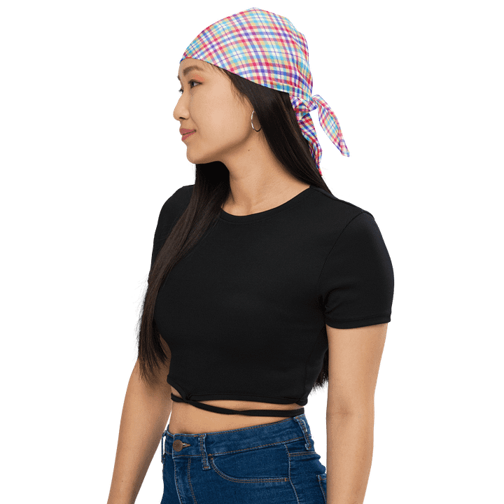 Purple, Pink, and Blue Plaid Bandana product image (1)