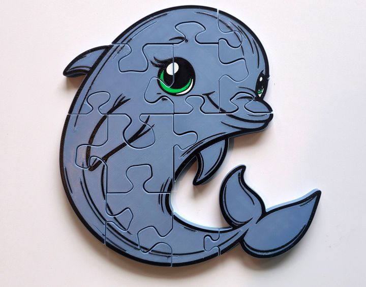 Dolphin 3D Printed Jigsaw Puzzle – Dive into a Splash of Fun! product image (1)