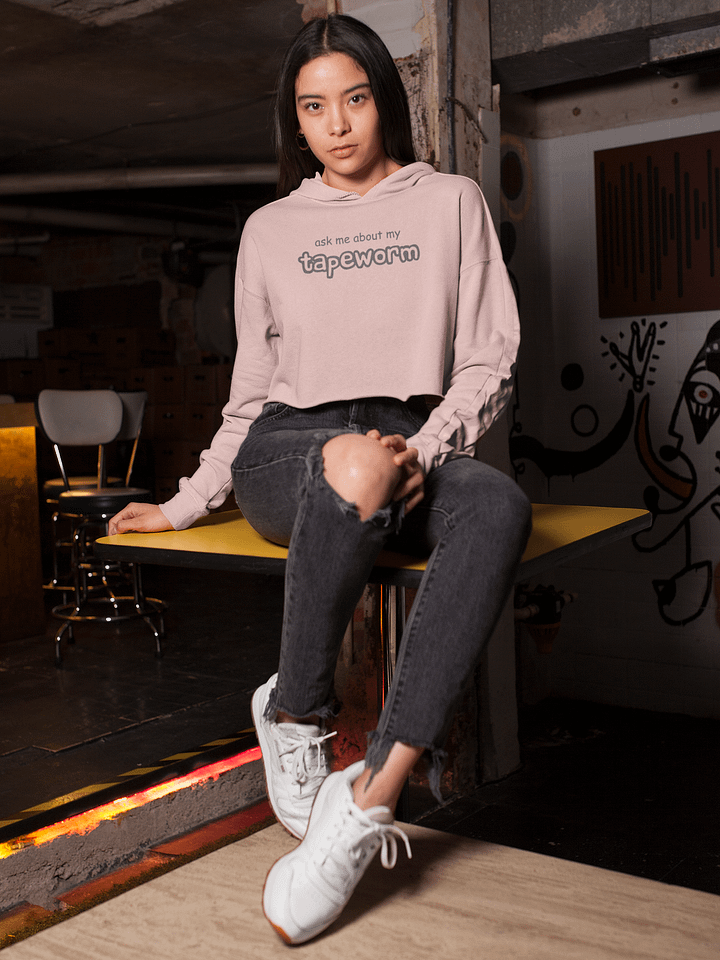 ask me about my tapeworm fleece crop hoodie product image (1)