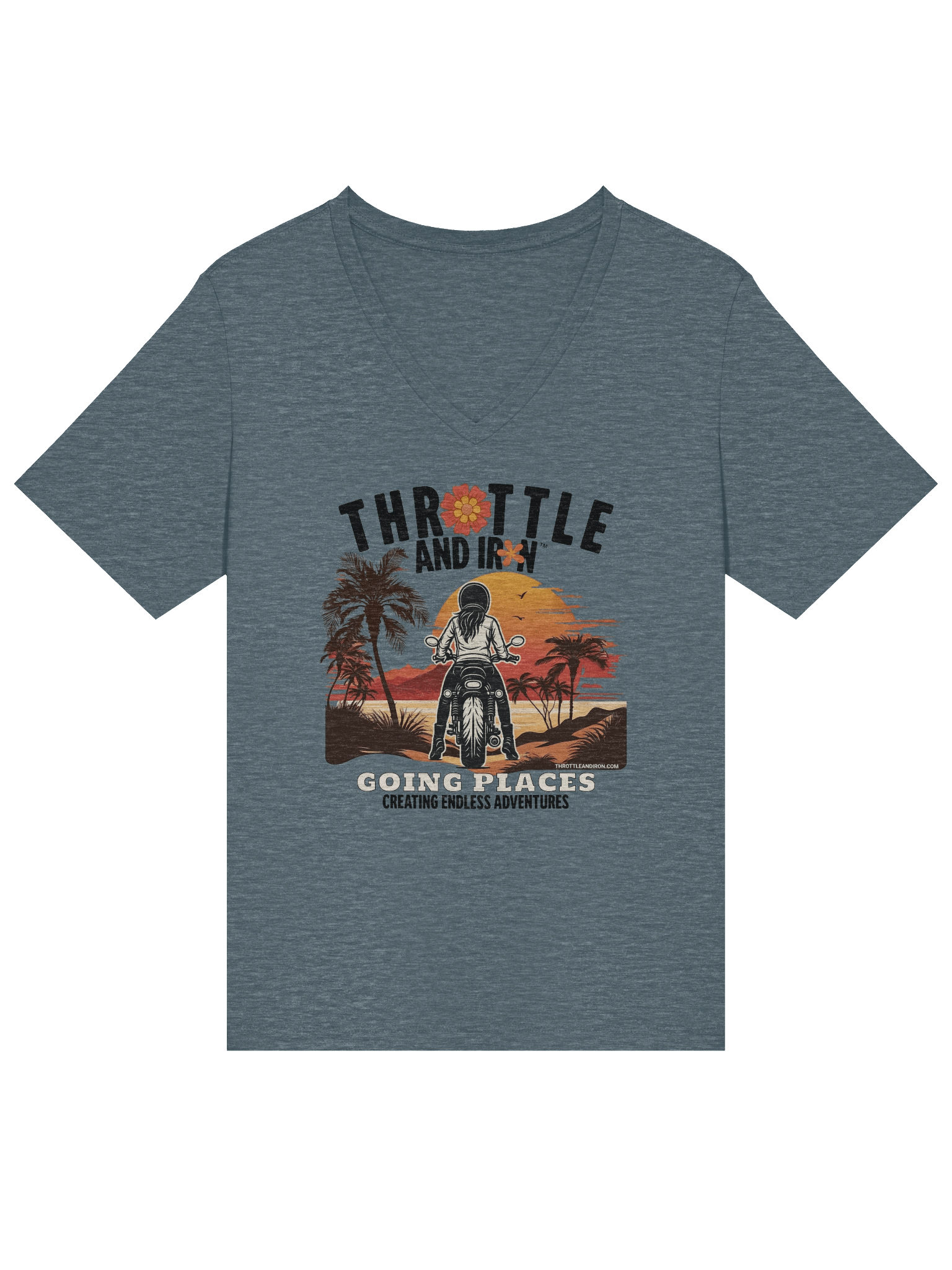 Throttle & Iron “Going Places” Women’s V-Neck Tee (2) Wheel product image (3)