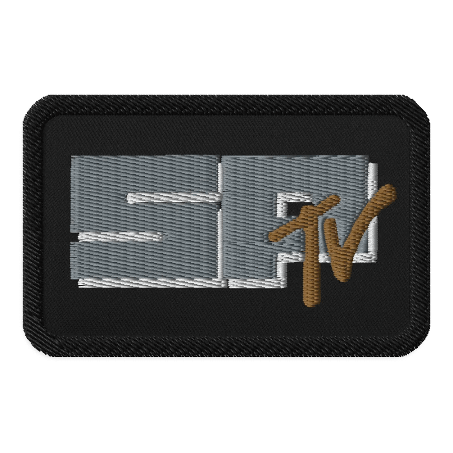 SP TV Patch - Embroidered - Rectangle. Grey and brown product image (1)