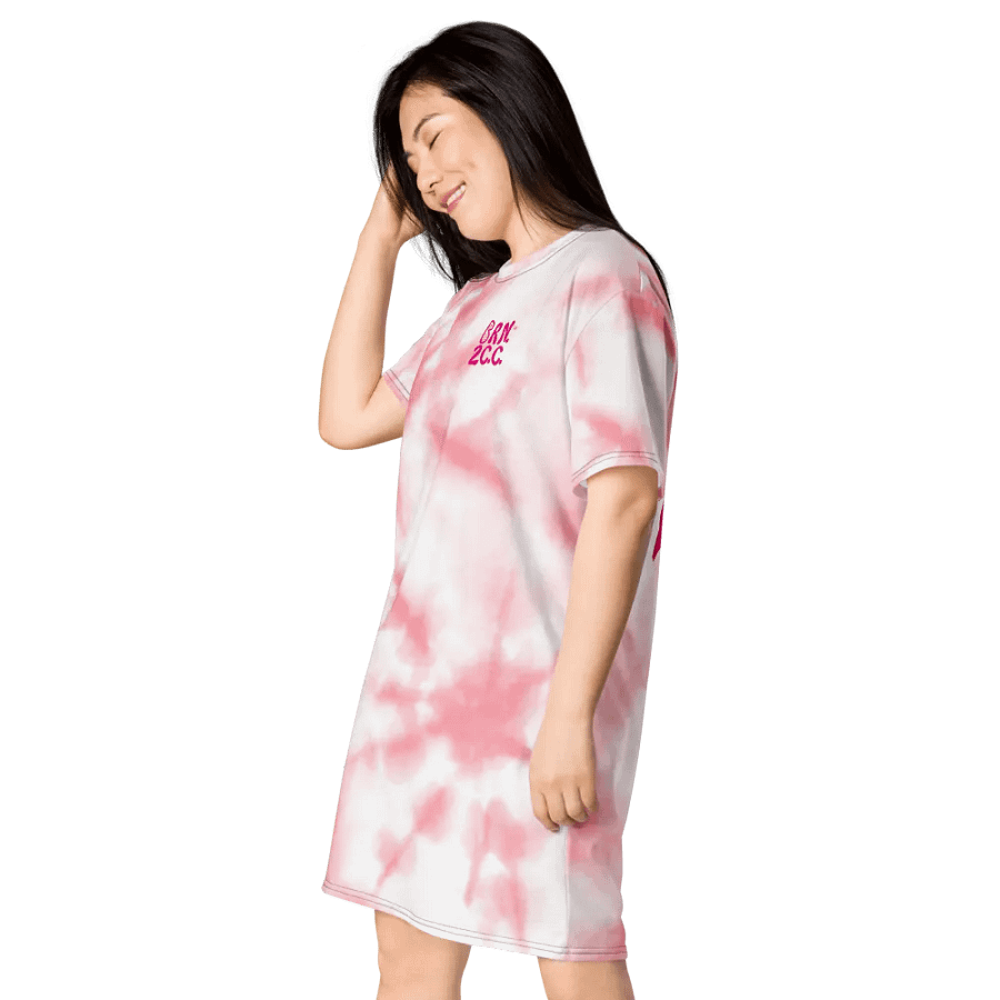 BOURNE to Cape Cod™ | Coastal Dream T-Shirt Dress | Pink & White Tie-Dye | Beachy-Chic & Bold product image (3)