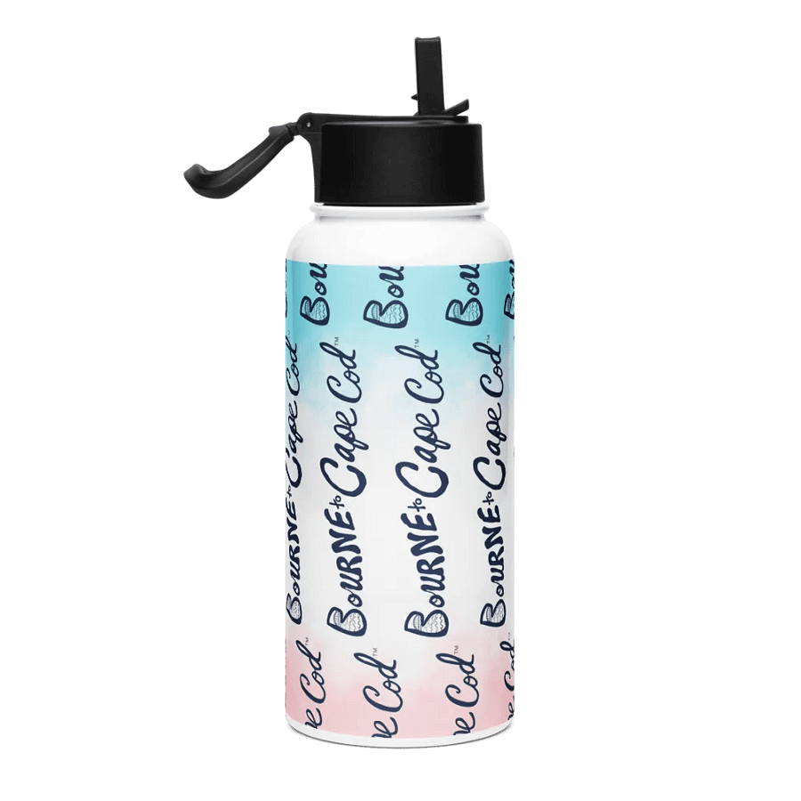 BOURNE to Cape Cod™ | Navy Logo Vertical Repeat | Stainless Steel Water Bottle | Iconic Pink, White & Blue product image (4)