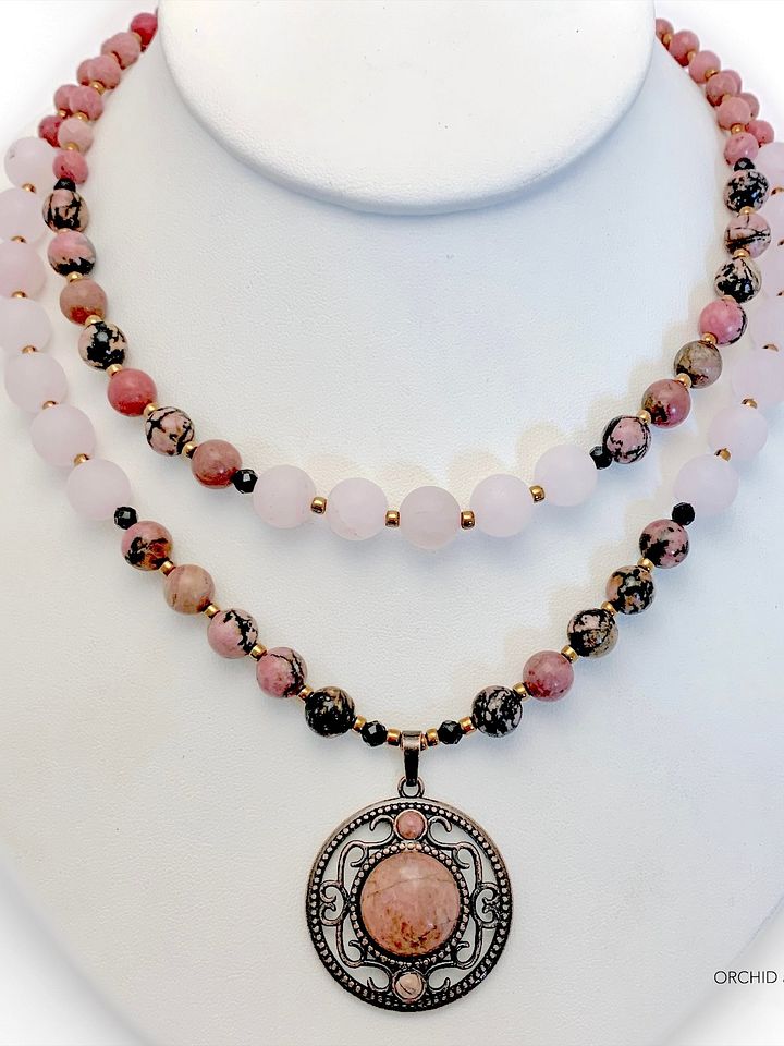 Rhodonite Copper Pendant Necklace Set product image (1)