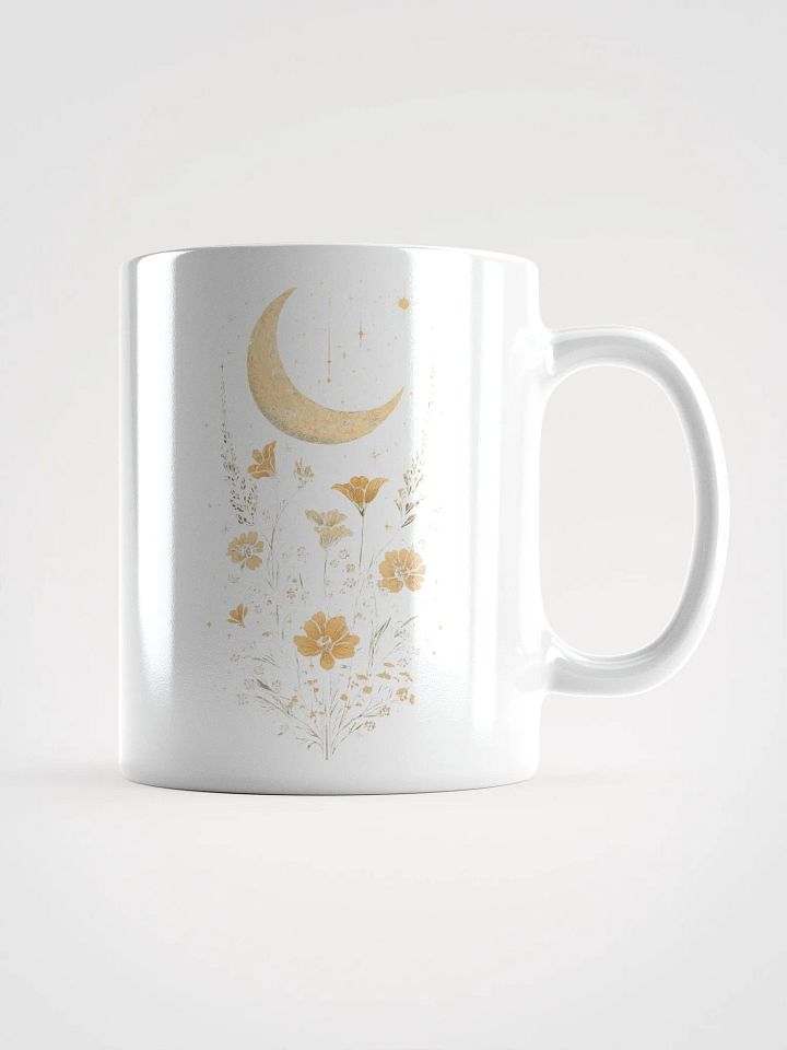 Floral Crescent Moon White Glossy Mug product image (1)