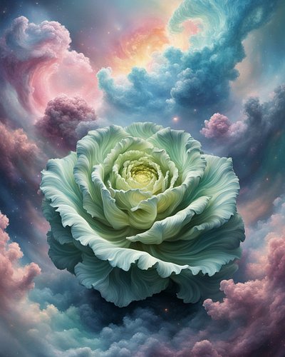 Dreamy cabbage. 

#AIart
#cabbage
#cabbages
#space
#cabbagecosmos