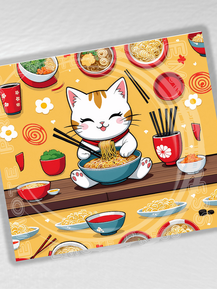Cute Kawaii Cat Eating Ramen Noodles 20 oz Stainless Steel Tumbler product image (2)