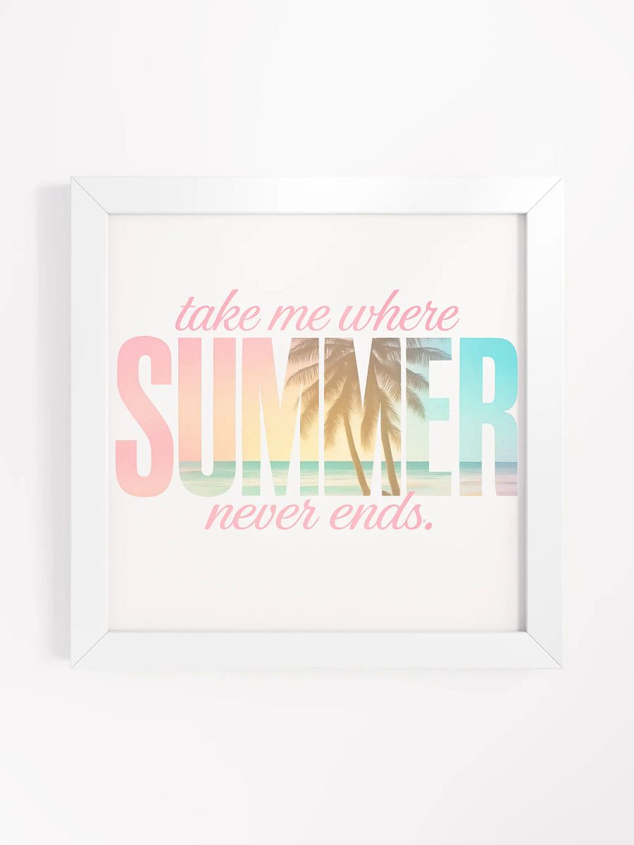 Take Me Where Summer Never Ends Wall Art – Tropical Beach Quote Print, Sunset Palm Tree Coastal Decor product image (3)
