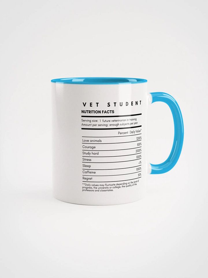 "Vet Student Nutrition Facts" Ceramic Mug with color inside product image (1)