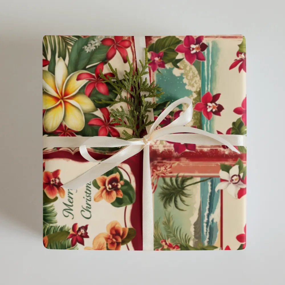 Vintage Tropical Christmas Wrapping Paper product image (8)