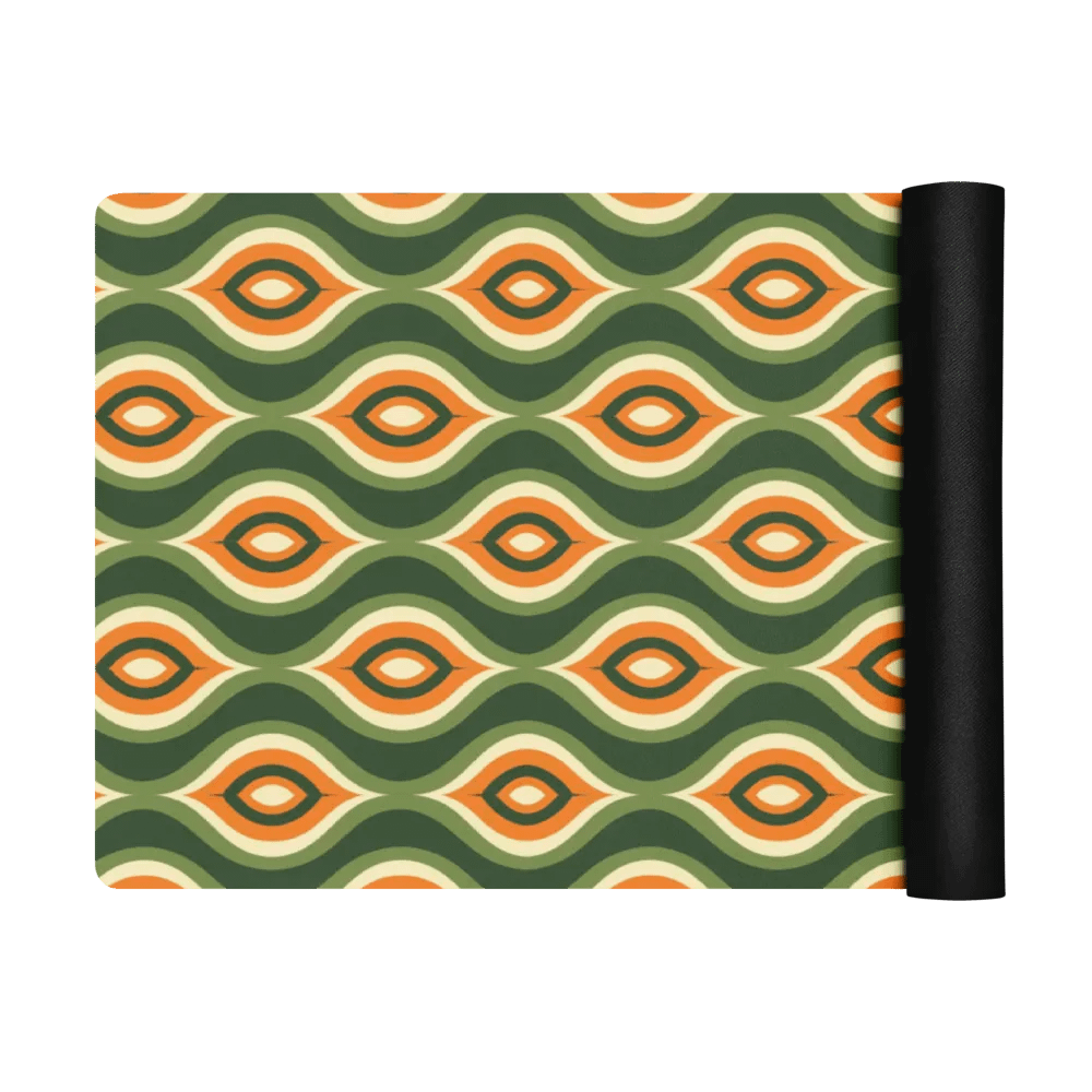 Peacock Pattern Orange Green Yoga Mat product image (3)