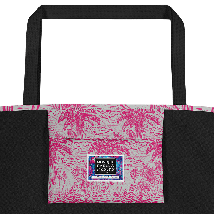 Flamingo Fancy Toile Tote Bag | Pink on Grey | by Monique Faella Designs™ product image (2)