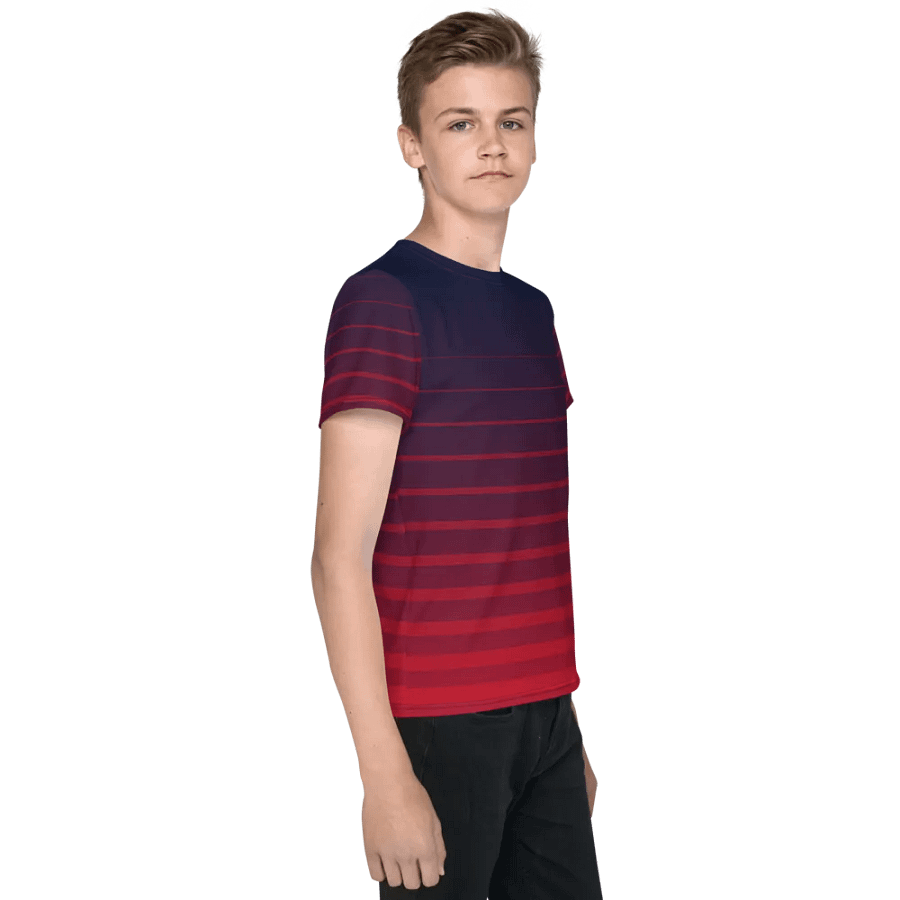 Navy to Red Gradient Striped Tee product image (8)