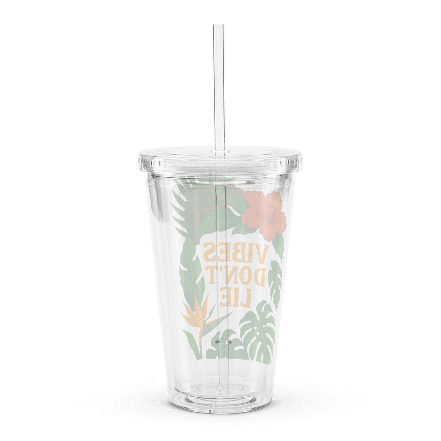 Vibes Don’t Lie” 16 oz Clear Tumbler – Double Wall, Bold Energy product image (2)