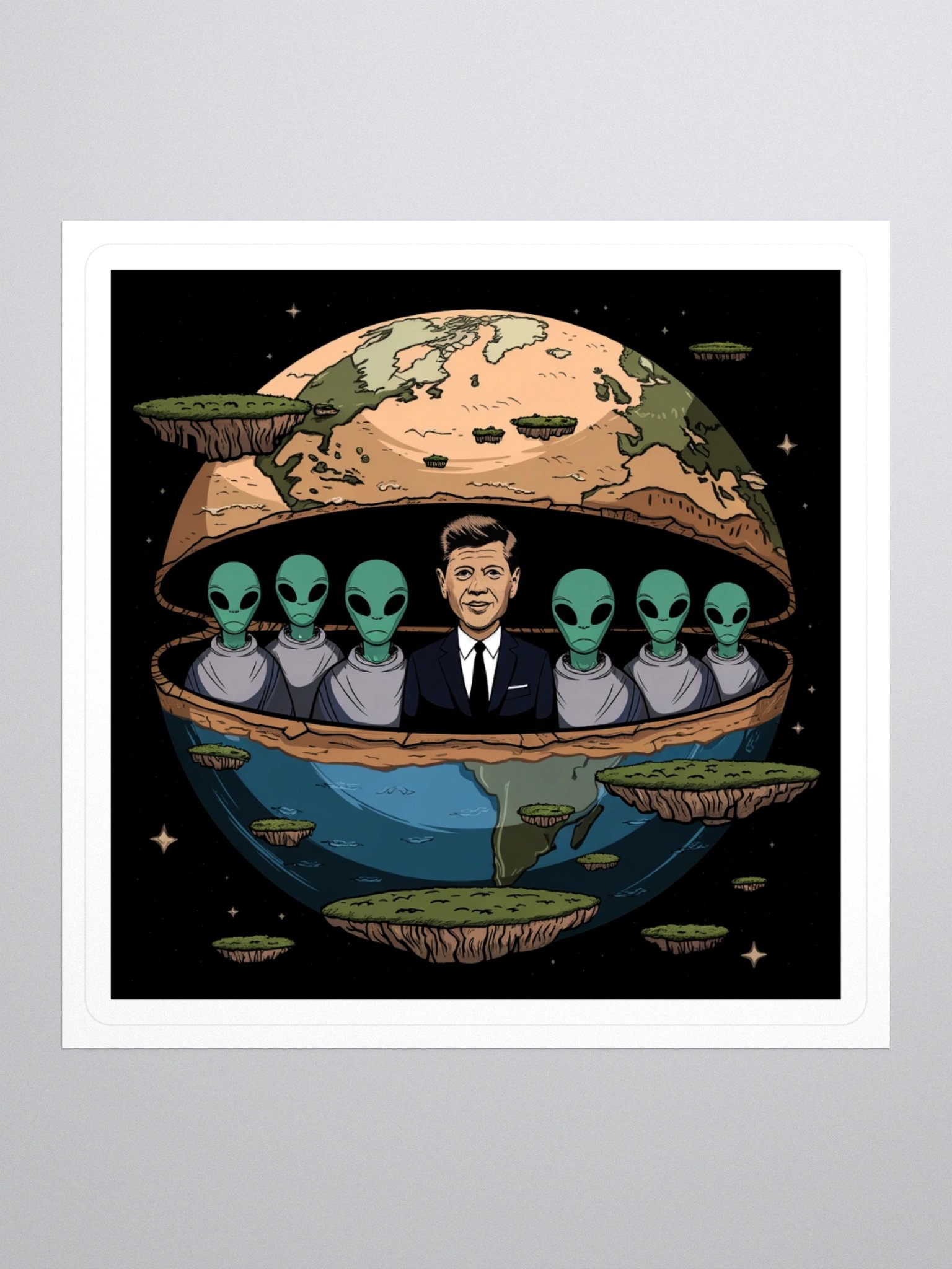 JFK Chilling with the Aliens Sticker — TE.STKR-03 product image (1)