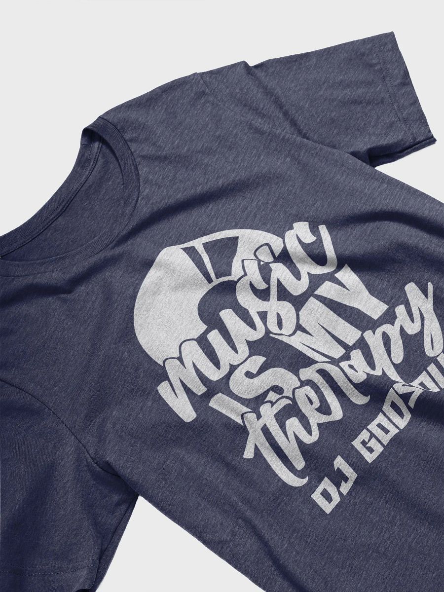 DJ T-Shirt With Graphic Rapper Merch Band Merch Music Merch By DJ GodSound "Music is My Therapy" Slogan Classic Fit UNISEX Blue product image (3)