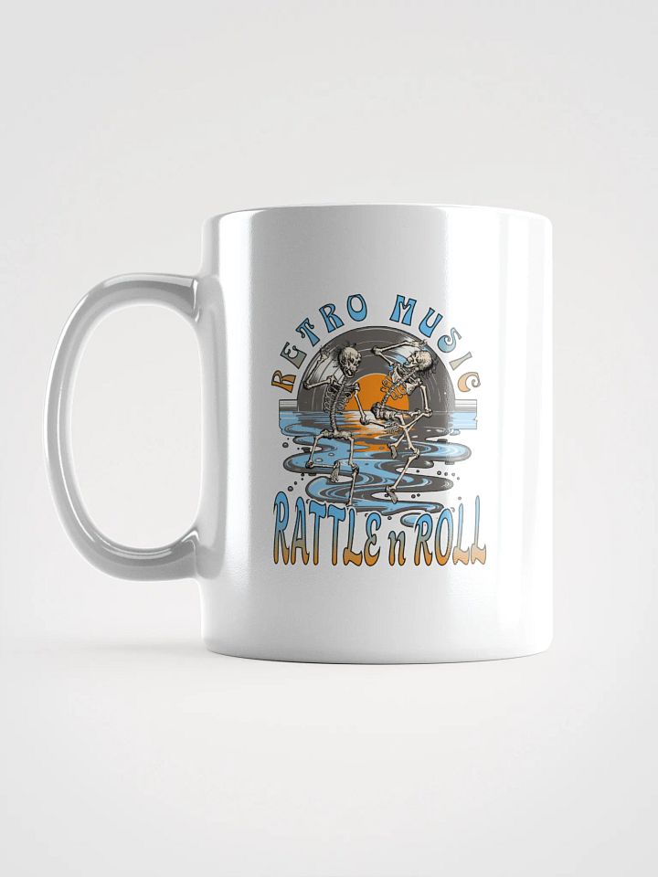 Retro Music Rattle n Roll Skeletons White Glossy Mug product image (1)