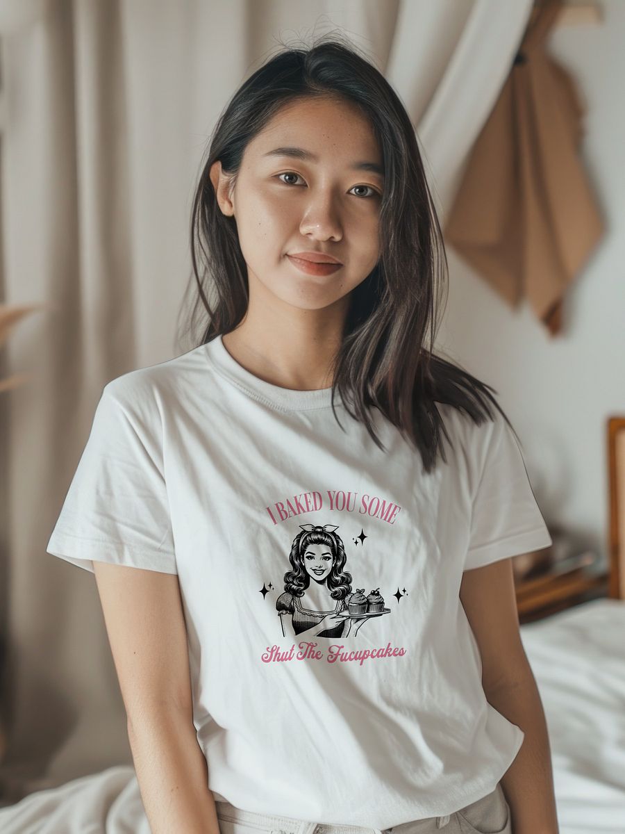 Funny Retro T-Shirt – "I Baked You Some Shut the F*cupcakes" – Sarcastic Vintage Graphic Tee for Women product image (1)