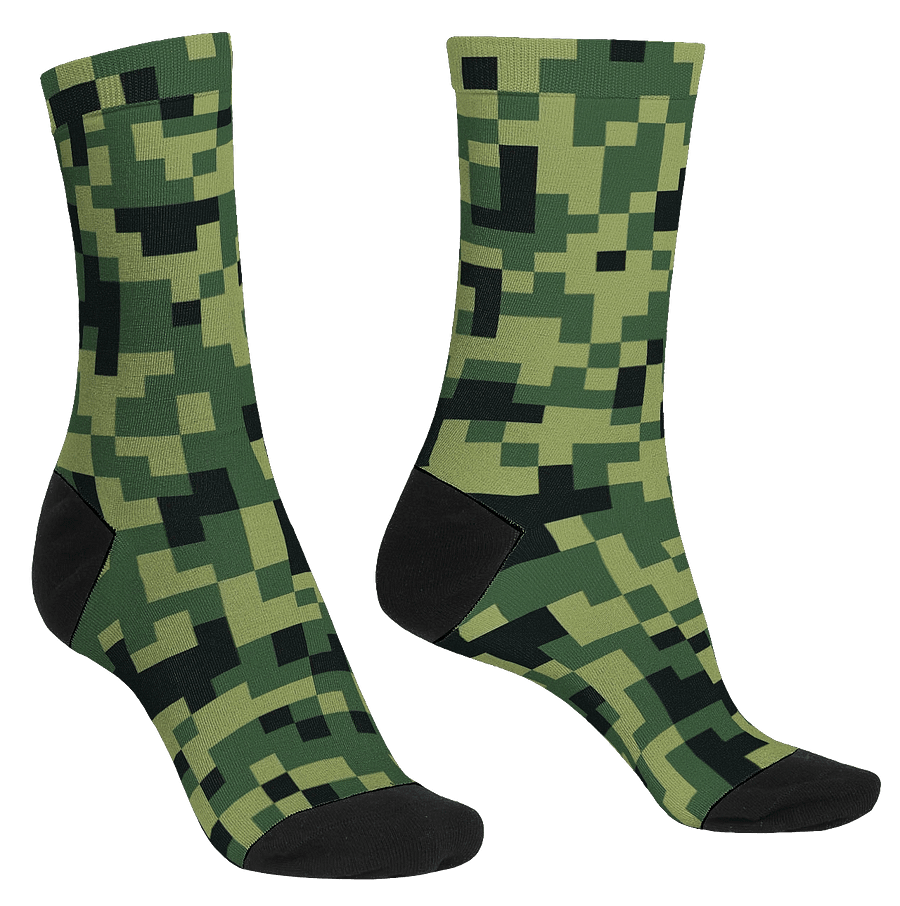 Military Green Camouflage Pixels Camo Pattern Premium Crew Socks product image (3)