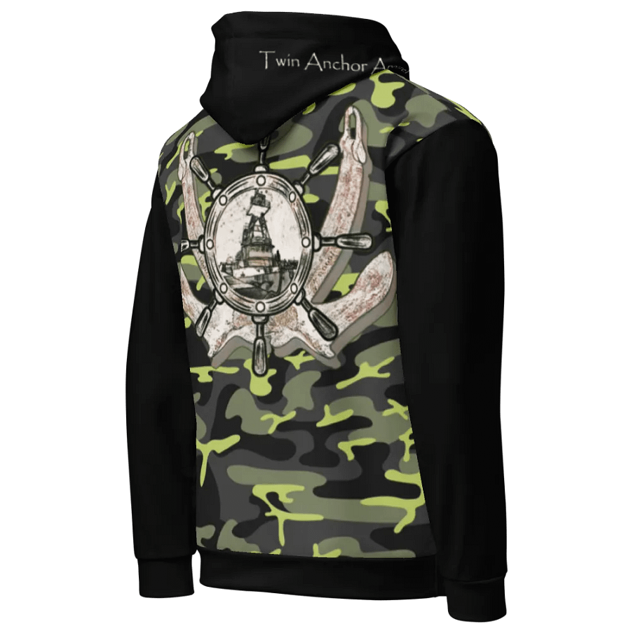 black & Green Twin anchor ship wheel & Tug CE Hoodie product image (8)