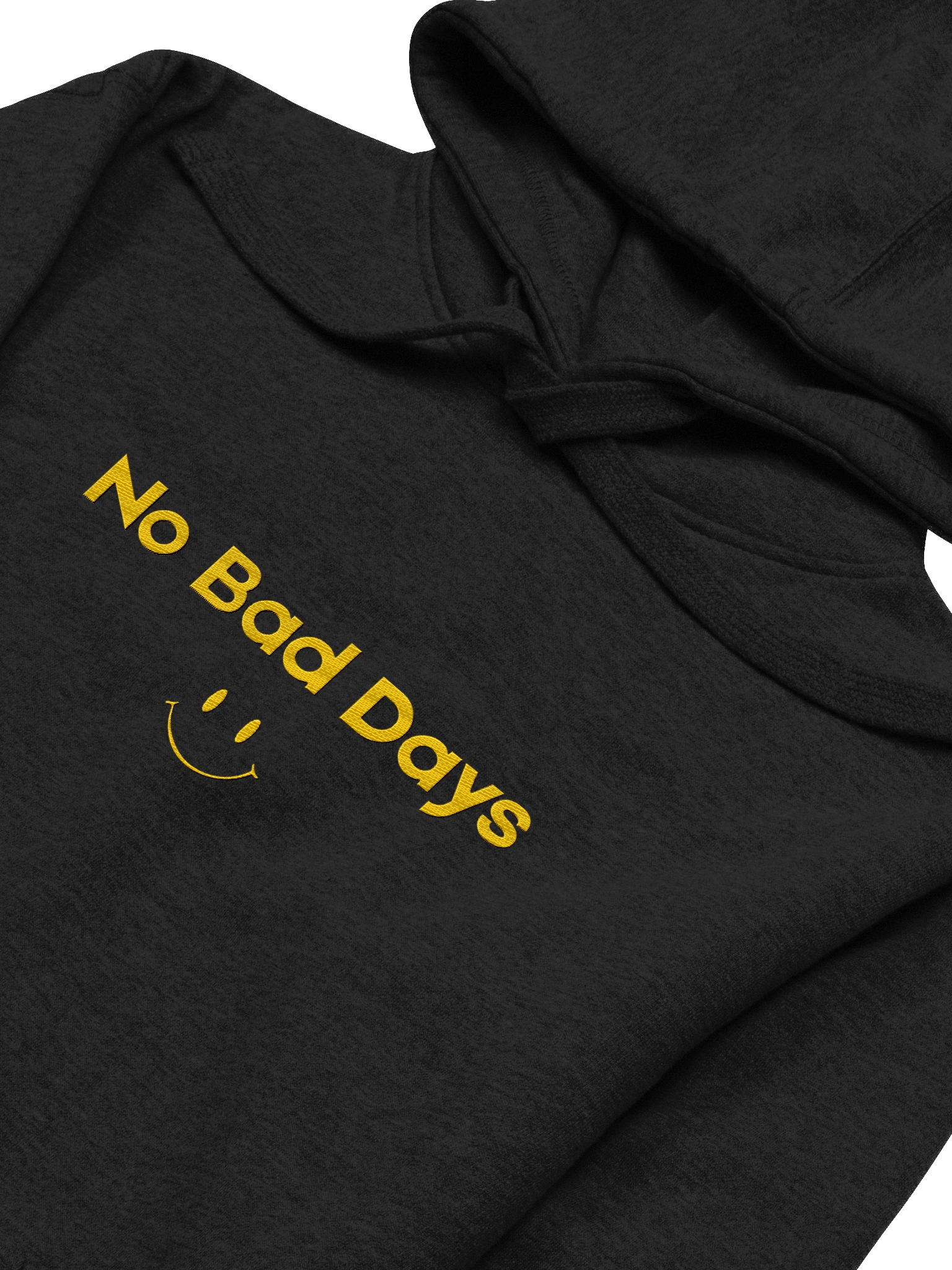 “NO BAD DAYS" Embroidered Hoodie – Gold Stitch Minimalist Streetwear Pullover for Men & Women” product image (33)