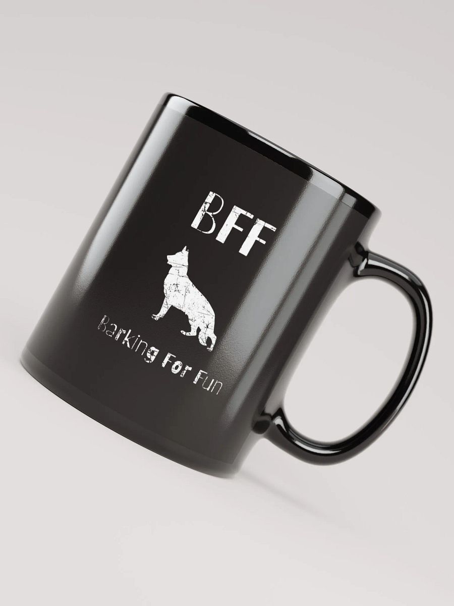 German Shepherd BFF Barking for fun, funny pun, cute joke, noisy dog, ambidextrous left-handed right-handed tea coffee mug product image (5)