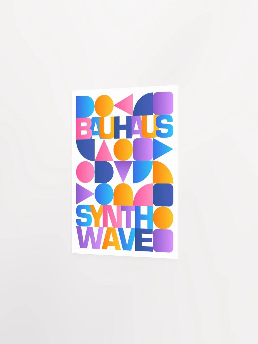 Synthwave Bauhaus Rainbow poster #1 (pink-blue-yellow) — abstract poster product image (7)