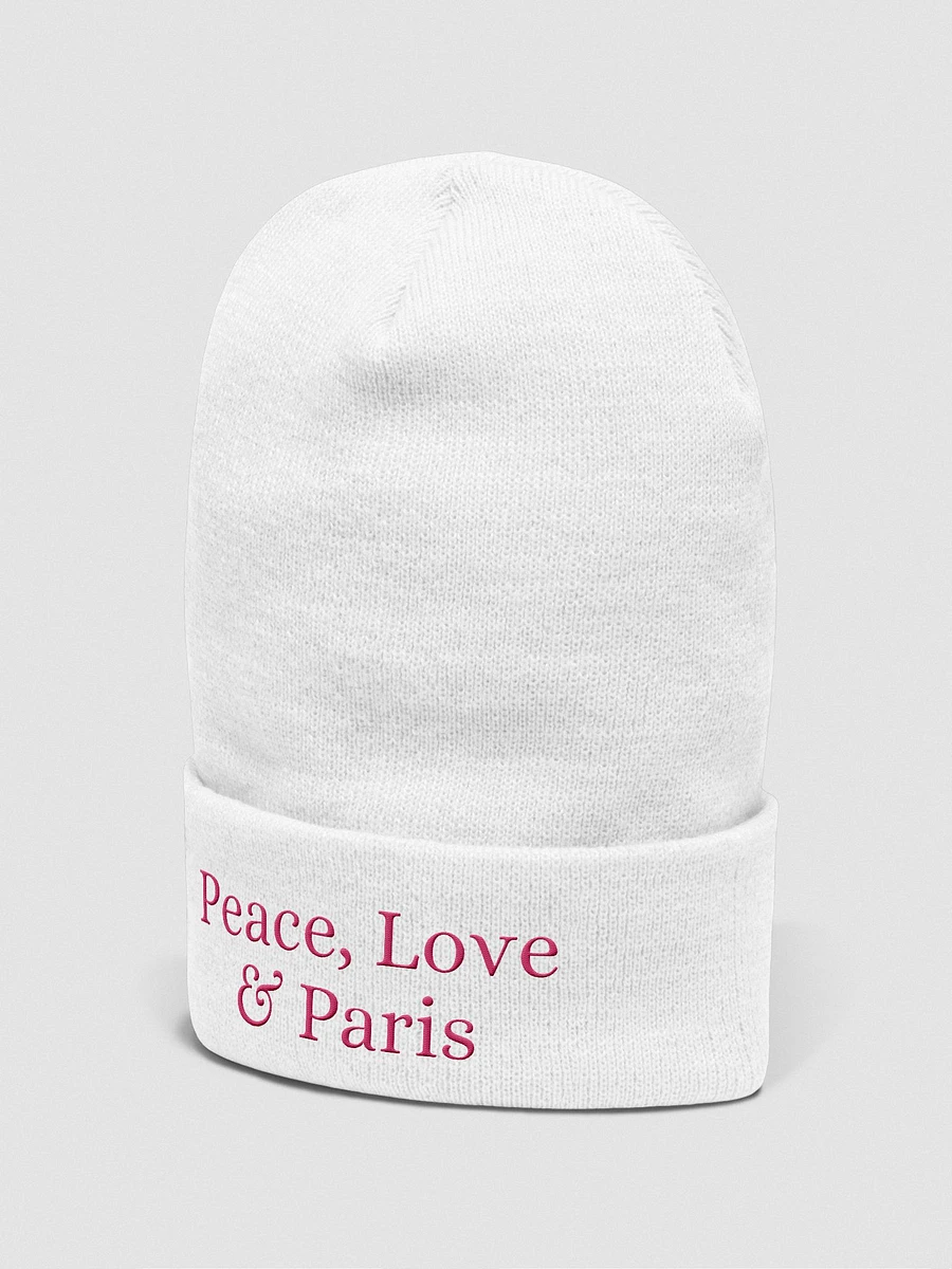 Peace, Love & Paris Cozy Comfort Beanie - Pink Embroidery product image (13)