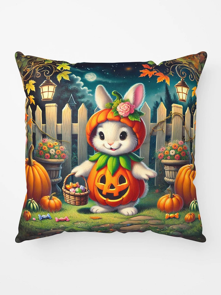 Bunny Rabbit Pumpkin Patch Halloween Pillow product image (1)