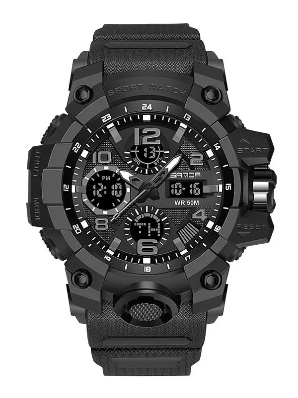 Men Dual Display Quartz Sports Watches Multi-Function Waterproof Male Stopwatch Wristwatch product image (4)