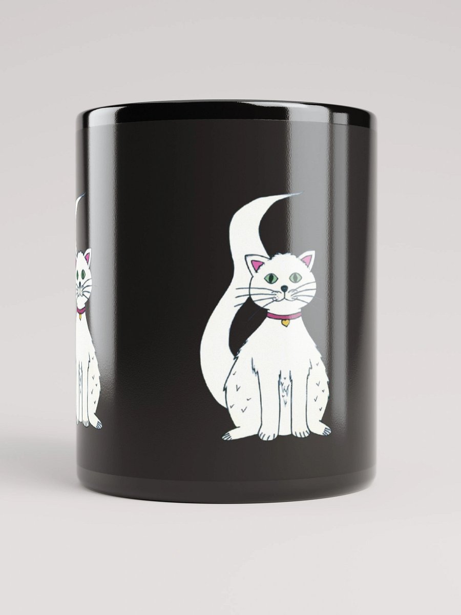 White Cat (art by Dina R.) acrylic painting picture - Black Glossy Mug product image (10)