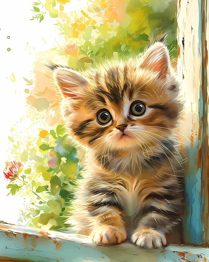 Tabby Kitten by the Window at Sunrise Matte Poster product image (1)