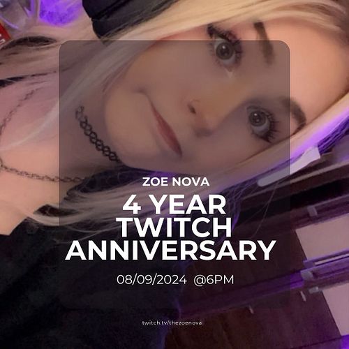 My 4 year Twitch anniversary is next weekend!! 🎉

Come celebrate with us on Sunday the 8th of September @ 6pm BST 🤍

We’ll be...